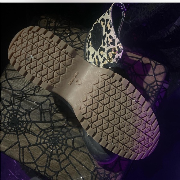 SOLD Converse Platform Black and Tan Leopard High-Tops - Picture 3 of 4